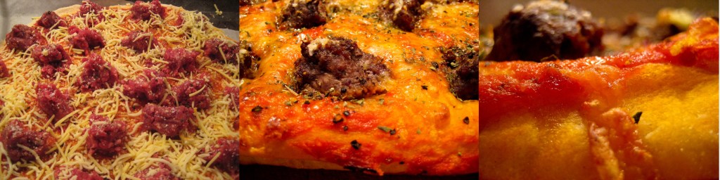 Pizza med små bøffer