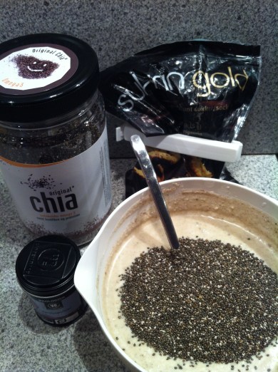 Ingredienser til chia klatkager