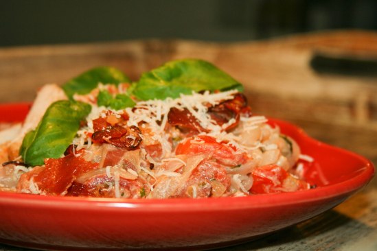 Low Carb Spaghetti Carbonara med kylling