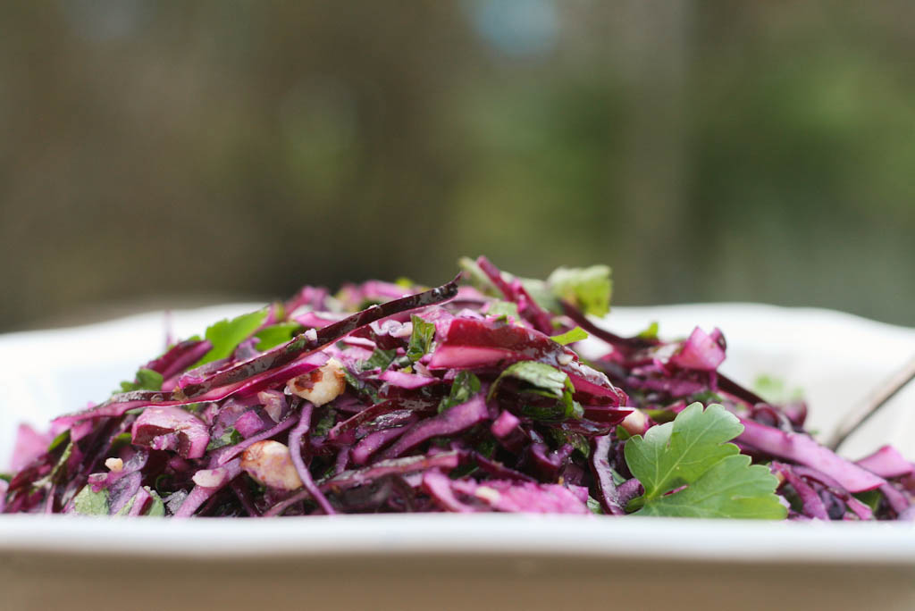 Rødkålsråkost med abrikoser og hasselnødder