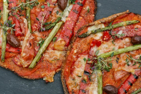 Rootza med grillede grøntsager og chorizo