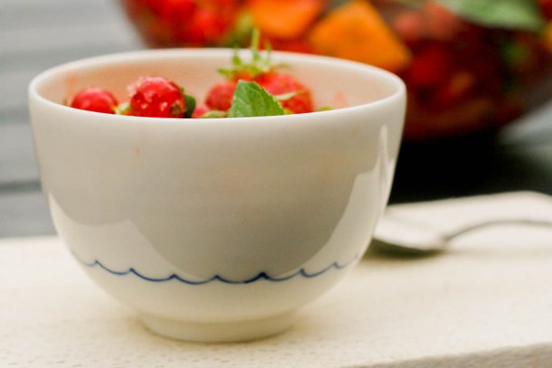 Melonsalat med jordbær, lime og mynte 3