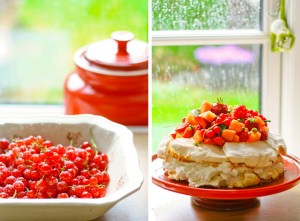 Marengslagkage med limefløde og melonsalat