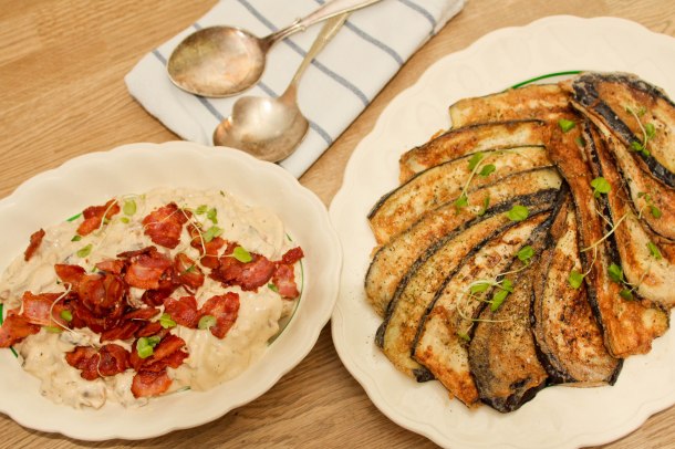 Stegte auberginer med champignons á la creme-4