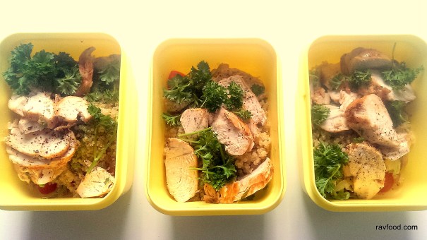 Frokostkylling med tomat, quinoa og pesto.