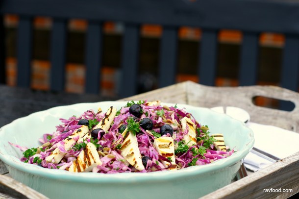 Pink spidskål med grillet halloumi