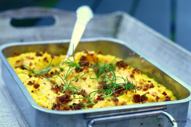 Bagt hokkaido- og blomkålsmos