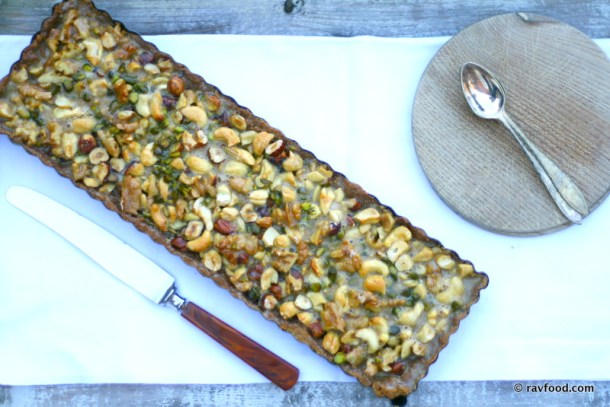 Nøddekarameltærte, sukker- og glutenfri